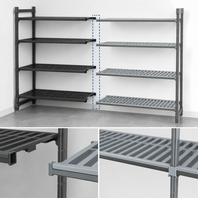 Product image #3 for Cambro Camshelving Basics Plus 24-Inch x 60-Inch x 64-Inch 4-Tier Vented Add-On Polymer Shelving Unit
