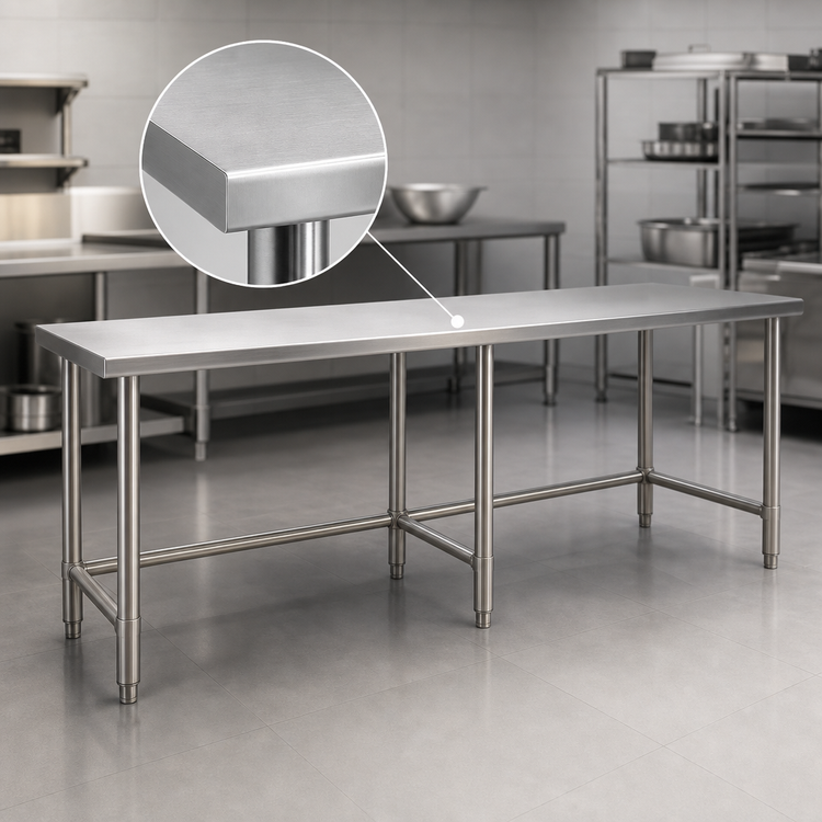 Product image #3 for Eagle Deluxe Series Stainless Steel Flat Top Work Table, 72 x 36 Inch, Tubular Base