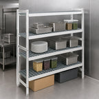 Thumbnail image #3 for Fermod Fermostock 4R64A66 4-Tier Starter Polymer Shelving Unit, 64"W x 14"D x 66"H, Anodized Aluminum, 600 lb. per Shelf