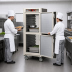 Thumbnail image #3 for Metro C5 C569-SDC-LPDS Mobile Pass-Thru Heated Holding Cabinet, Dutch Glass and Solid Doors, 34 Full-Size Pan Capacity, Stainless Steel