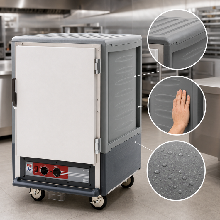 Product image #3 for Metro C5 3 Series Mobile Half-Height Low-Watt Heated Holding Cabinet with Gray Insulation Armour and Full Solid Door