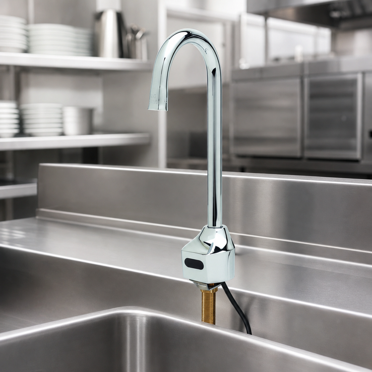 Product image #3 for ChekPoint Touchless Electronic Single-Hole Deck-Mount Faucet with Rigid Gooseneck Spout and 1.0 GPM Flow Control