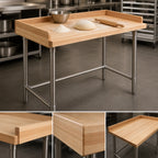 Thumbnail image #3 for Eagle Group MT3048S-BS 48" x 30" Bakers' Work Table with 1-3/4" Hardwood Top, Stainless Steel Base, Open Undershelf, and 4" Splash