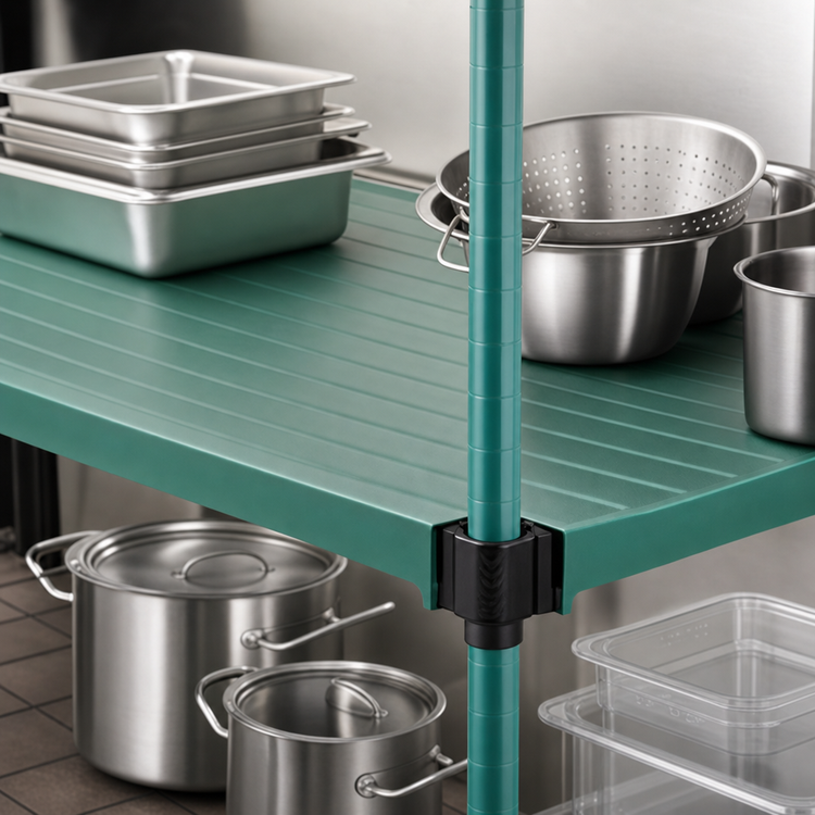 Product image #3 for QuadPlus 54"W x 24"D Solid Green Polymer Shelf Mat with Quad-Adjust Frame