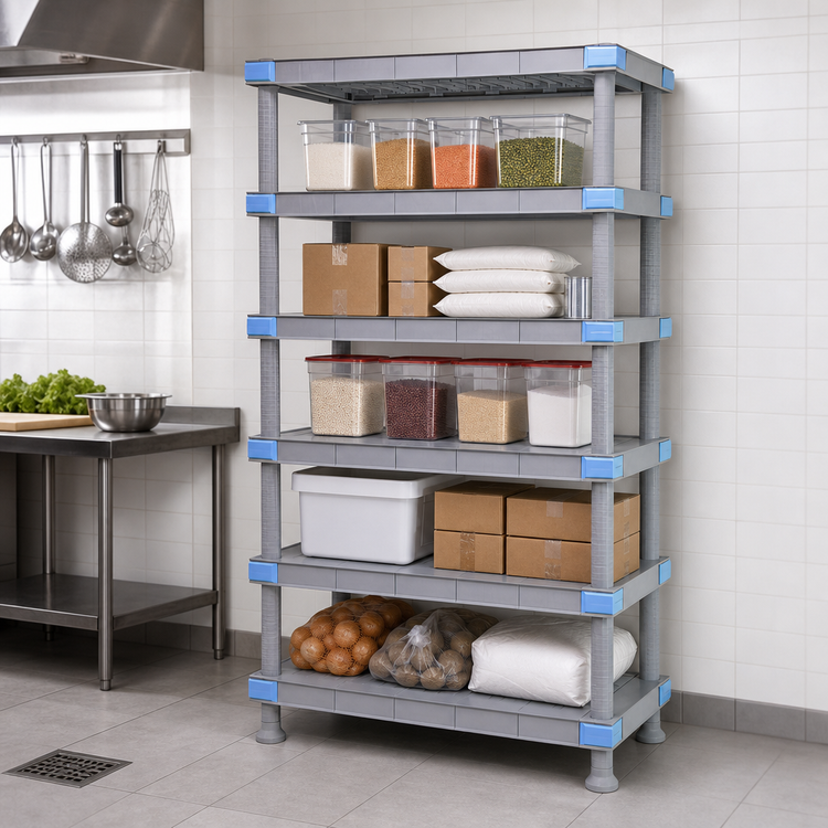 Product image #3 for Quantum Millenia 5-Shelf Polymer Solid Shelving Starter Unit, 36W x 21D x 74H, Gray