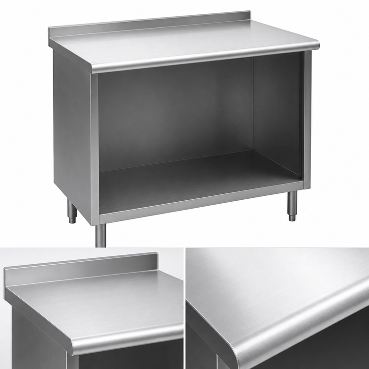 Product image #3 for Spec-Master Underbar Cabinet Base Work Table with Open Front, 120W x 24D, 304 Stainless Steel Top