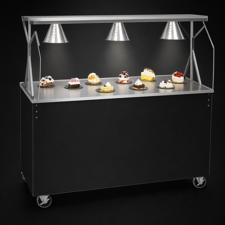 Product image #3 for Vollrath 2-Series Affordable Portable 46-Inch Mobile Utility Station with Buffet Breath Guard and Lights