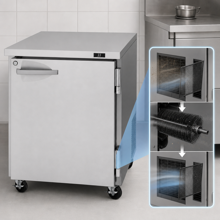 Product image #4 for Turbo Air PRO Series Stainless Steel 1-Section Undercounter Refrigerator, 6.8 Cu. Ft., Solid Door
