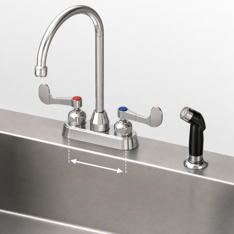 Product image #3 for T&S Brass B-1170 4-Inch Center Deck-Mount Workboard Faucet with Swivel Gooseneck, Diverter, Side Spray, and Wrist Handles