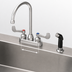 Thumbnail image #3 for T&S Brass B-1170 4-Inch Center Deck-Mount Workboard Faucet with Swivel Gooseneck, Diverter, Side Spray, and Wrist Handles