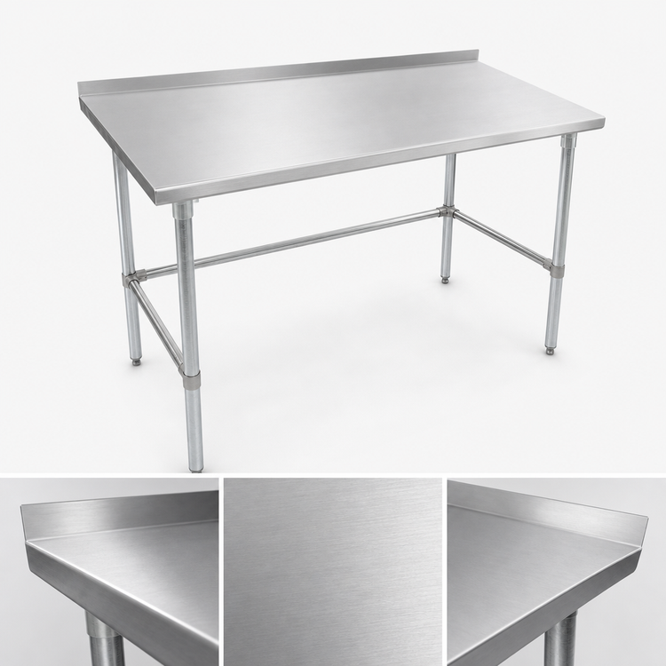 Product image #3 for John Boos Stallion 84" x 30" Stainless Steel Top Work Table with 1-1/2" Rear Riser and Galvanized Base