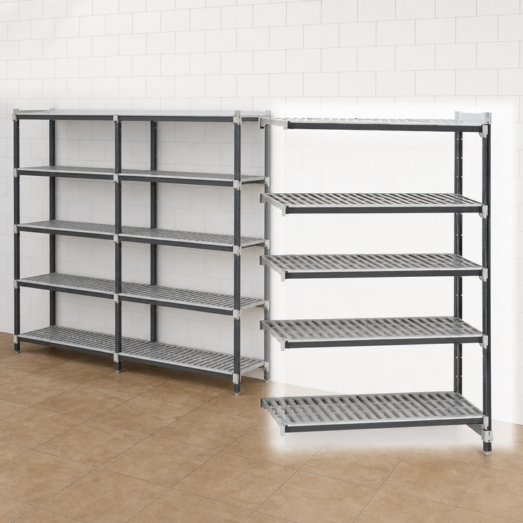 Product image #3 for Cambro Camshelving Elements XTRA 5-Tier Vented Stationary Add-On Polymer Shelving Unit, 24 x 24 x 84 Inches