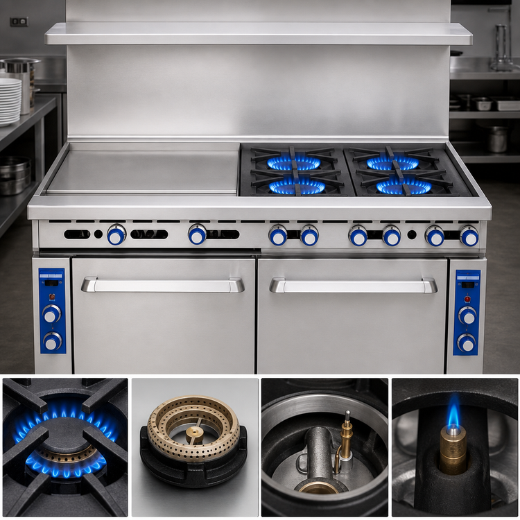 Product image #3 for Imperial Pro Series 72-Inch Gas Restaurant Range with 4 Open Burners, 48-Inch Griddle, Convection Oven and Open Cabinet Base