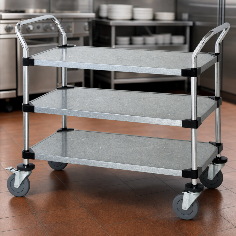 Three Galvanized Solid Shelves