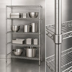 Thumbnail image #3 for Quantum WR74-2124S Stationary Wire Shelving Starter Kit, 24"W x 21"D x 74"H, 4 Shelves, 304 Stainless Steel