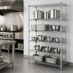Thumbnail image #3 for Quantum WR74-2454S-5 Stationary 5-Shelf Wire Shelving Starter Unit, 54"W x 24"D x 74"H, 304 Stainless Steel