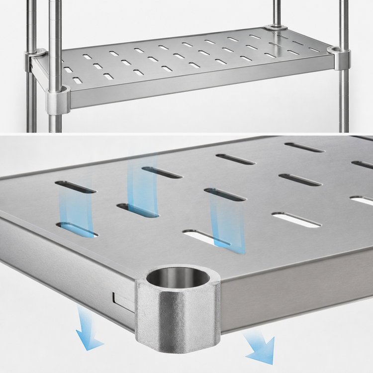 Product image #4 for Eagle Group Quik-Set 54 x 24 Inch Louvered Solid Shelf with Marine Edge, 14/304 Stainless Steel