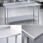 Thumbnail image #3 for Duke Manufacturing 314S-3084-2R 84 x 30 Inch 14-Gauge 300 Series Stainless Steel Work Table with 1-1/8-Inch Straight Riser and Undershelf