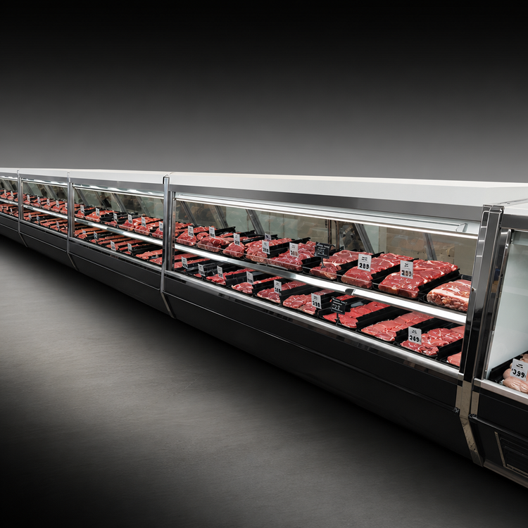 Product image #3 for Howard-McCray 40E Series Endless Design Red Meat Service Case, 76.5-Inch, Self-Contained, LED, Black/White