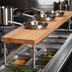 Thumbnail image #3 for John Boos Edge Grain Steam Table Cutting Board with Adjustable Stainless Steel Supports, 84 x 8 x 1-3/4 Inch, Northern Hard Rock Maple