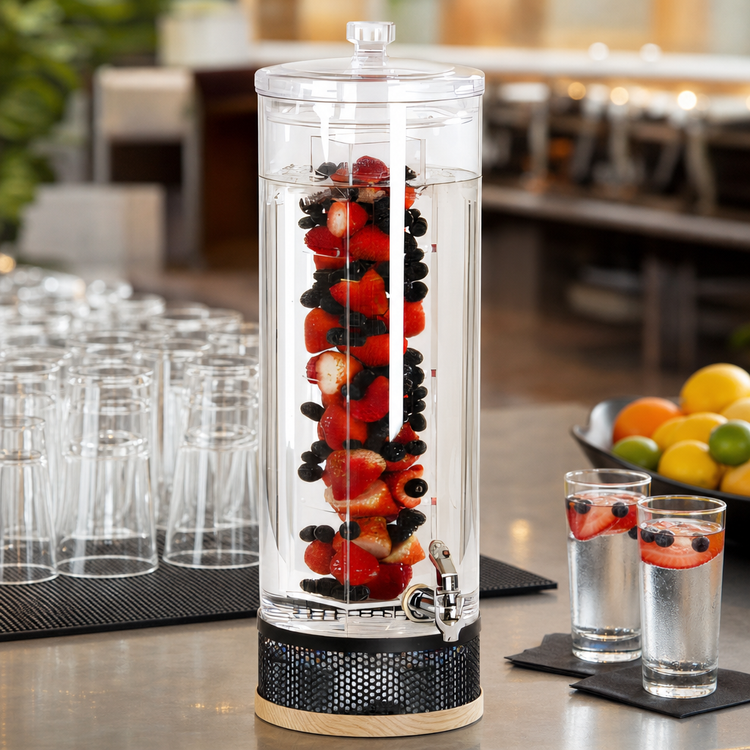 Product image #3 for Cal-Mil Camden Round 3-Gallon Beverage Dispenser with Infusion Chamber and Drip Tray