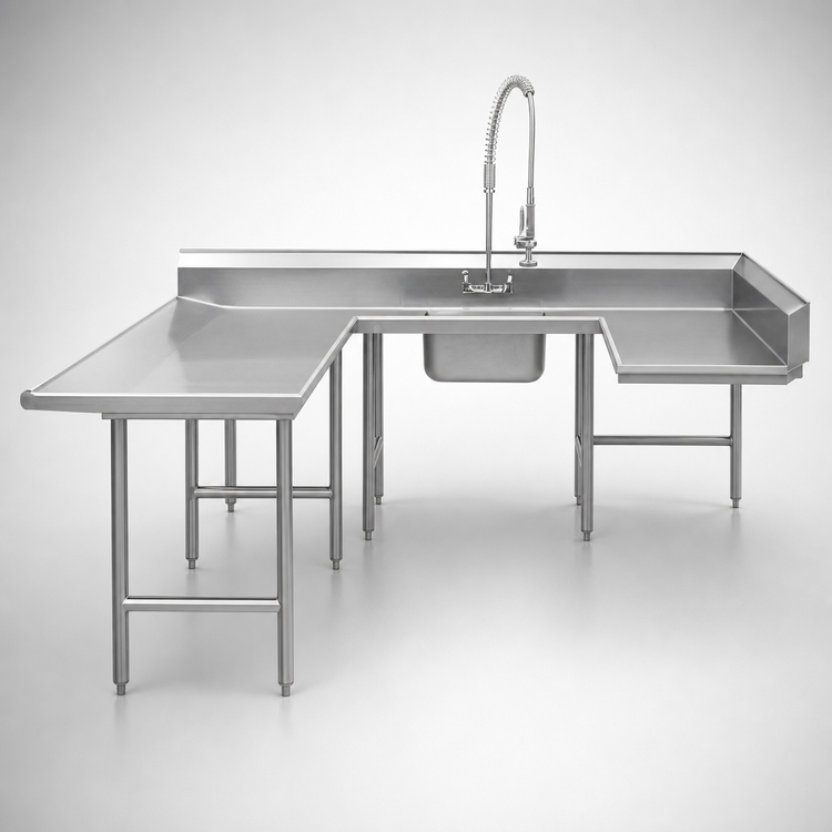 Product image #3 for Advance Tabco U-Shaped Left-Hand Soiled Dish Table with Pre-Rinse Sink and Landing