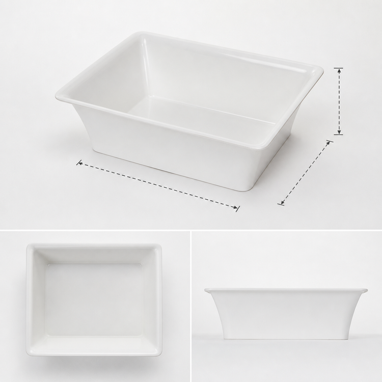 Product image #3 for American Metalcraft Rectangular Half-Size Melamine Bowl, 176 oz., White