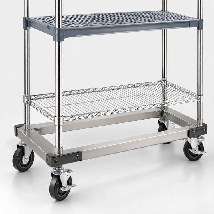 Product image #3 for Metro Made-to-Order Stainless Steel Truck Dolly Frame, 60"W x 18"D, Corner Bumpers