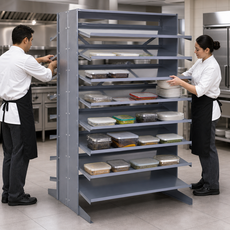 Product image #3 for Quantum Double-Sided Sloped Pick Rack, 16-Shelf Configuration, 800 lb Capacity, 36 x 36 x 60 Inches