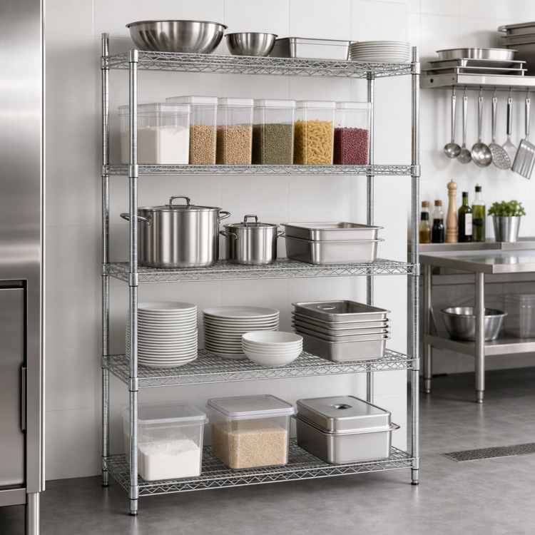 Product image #3 for Redipak 5-Tier Wire Shelving Unit, 60 x 18 x 74 Inches, Zinc Finish