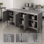 Thumbnail image #3 for John Boos EBHS6-24132 Enclosed Base Work Table with Hinged Doors, 132 x 24 in, 16-Gauge 300-Series Stainless Steel Flat Top