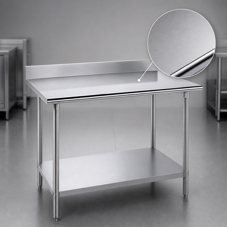 Product image #3 for Advance Tabco KLG-304 48" x 30" Stainless Steel Work Table with 5" Backsplash and Galvanized Undershelf