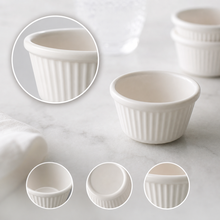 Product image #3 for American Metalcraft White Fluted Melamine Ramekin, 4 oz., 3-1/4 Inch Dia. x 2 Inch H