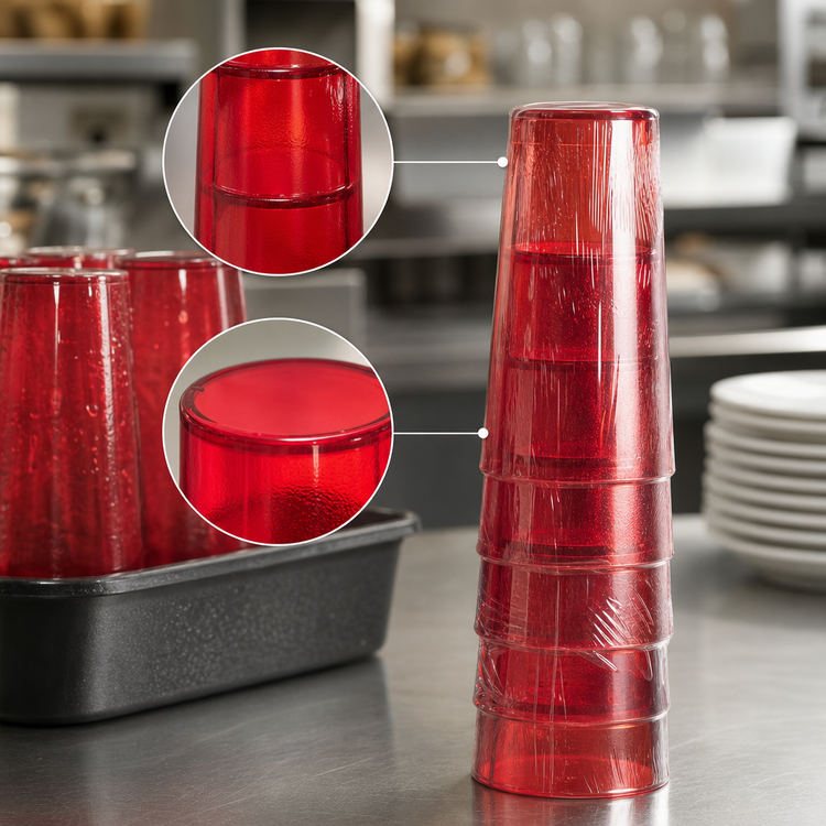 Product image #4 for Carlisle Stackable 20 oz Ruby SAN Plastic Tumbler, Textured, 6-Pack Cash & Carry Shrink Pack