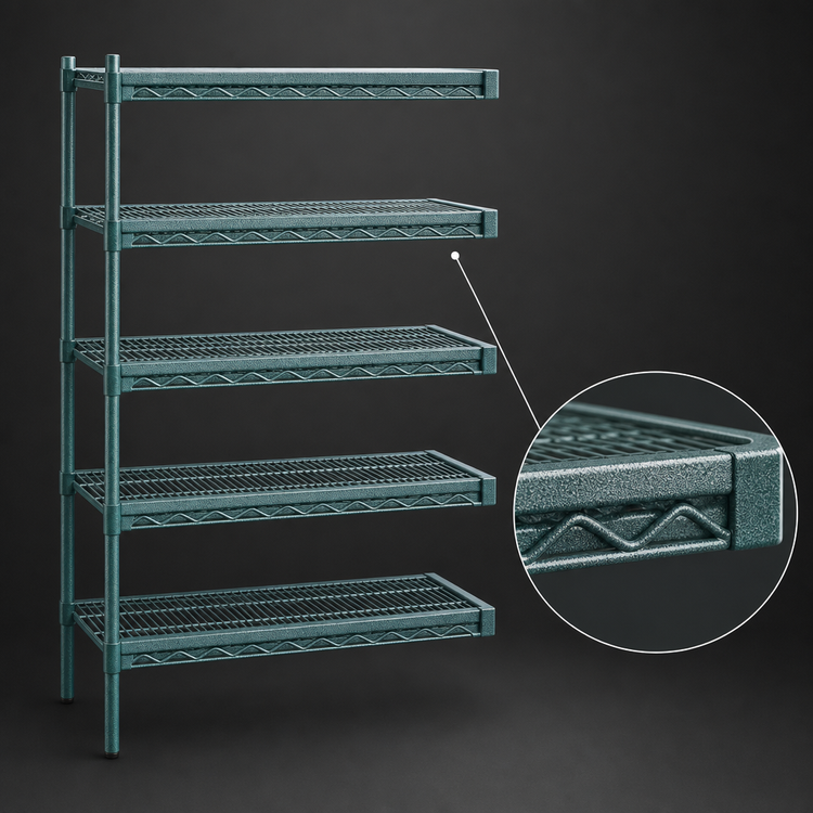Product image #3 for EagleGard 5-Tier Add-On Wire Shelving Unit, 30 x 24 x 74 Inches, Blue-Green Hybrid Epoxy Finish
