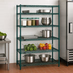 Thumbnail image #3 for Redipak 5-Tier Stationary Wire Shelving Unit, 48W x 18D x 63H, Green Epoxy Finish