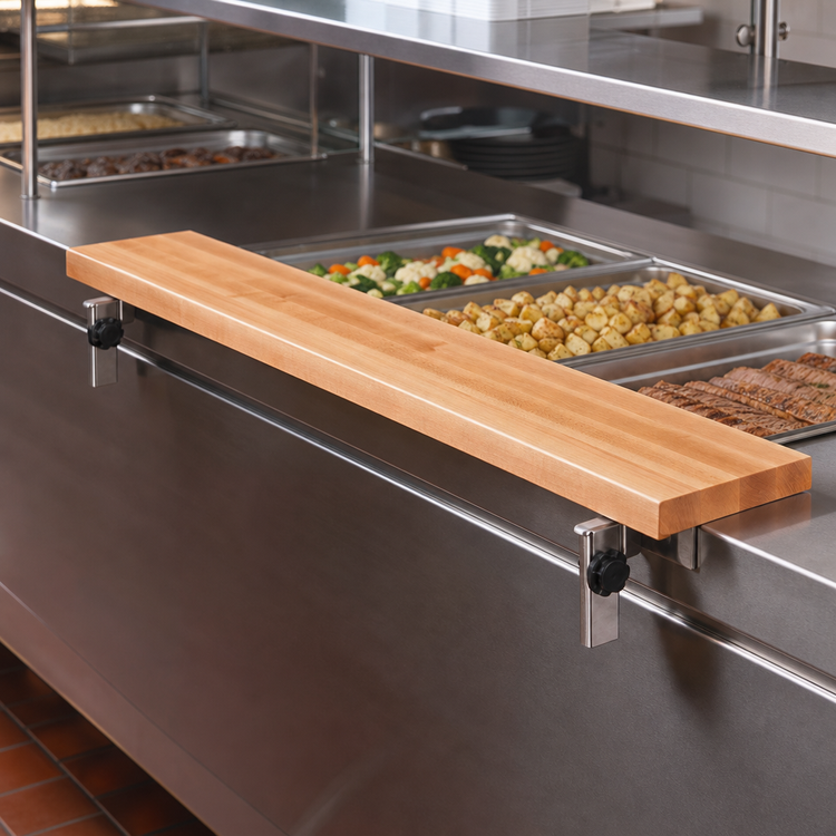 Product image #3 for John Boos 60 Inch x 12 Inch Steam Table Cutting Board with Adjustable Stainless Steel Supports