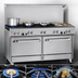 Thumbnail image #3 for Ultimate 60-Inch Gas Restaurant Range with 3 Star/Sauté Burners, 2 Pyromax Burners, 24-Inch Griddle, and 2 Cabinets