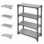 Thumbnail image #3 for Cambro Camshelving® Basics Plus CBSK1836VS4580 4-Shelf Solid & Vented Polymer Shelving Kit, 18" x 36", Brushed Graphite