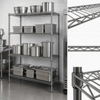 Thumbnail image #3 for Eagle Redipak 4-Tier Stationary Wire Shelving Unit, 60W x 18D x 74H, Pewter Gray Epoxy Finish