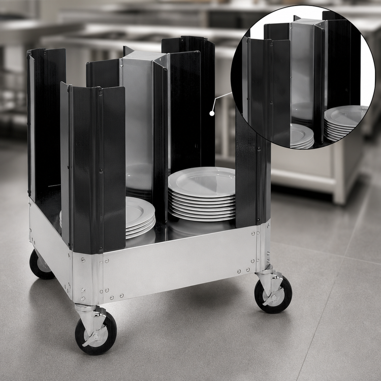 Product image #3 for Cres Cor Poker Chip Style 4-Section Aluminum Dish Dolly for 11-1/2 to 13 Inch Dishes
