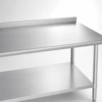 Thumbnail image #3 for Duke Manufacturing 416-24120-2R 120-Inch x 24-Inch 16-Gauge 400 Series Stainless Steel Work Table with 1-1/8-Inch Riser and Galvanized Undershelf