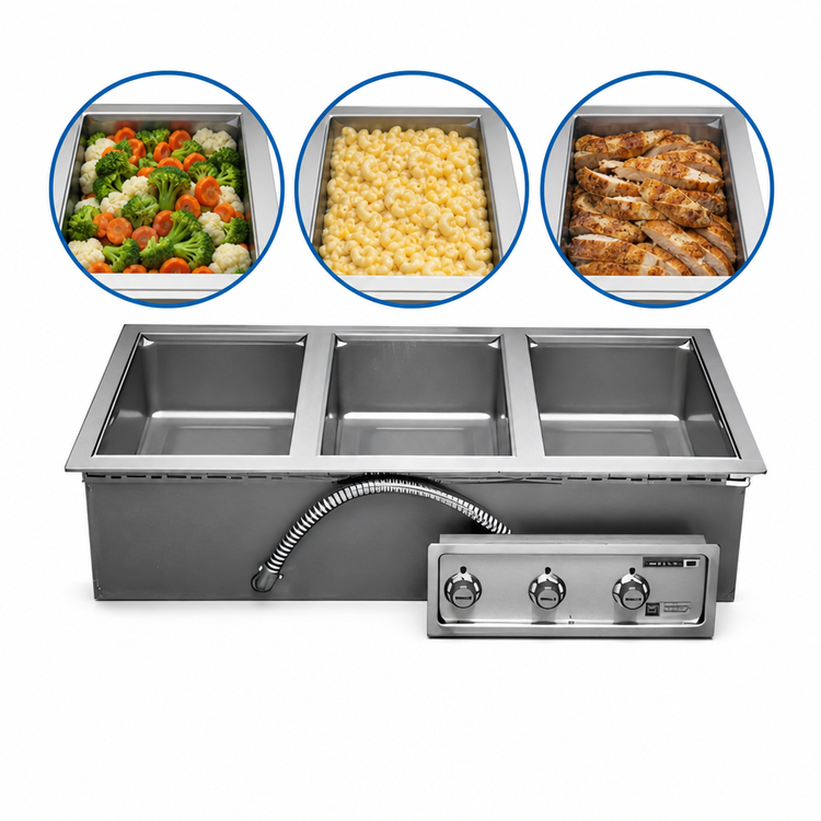 Product image #3 for Wells MOD-300TDM Three-Well Top-Mount Drop-In Electric Hot Well Food Warmer