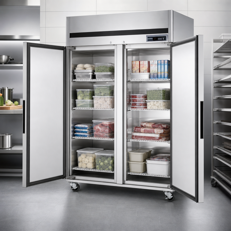 Product image #3 for Maxx Cold Two-Section Upright Reach-In Freezer, 42.8 Cu. Ft., Top-Mounted, Stainless Steel, Solid Hinged Doors