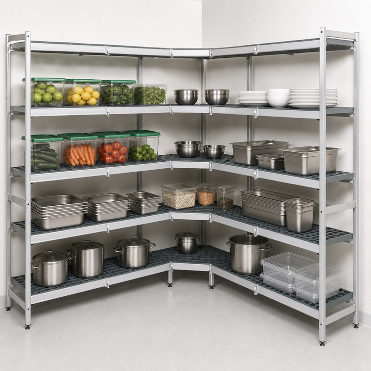 Product image #3 for Fermostock 5-Tier Corner Expansion Polymer Shelving Unit, 83 Inches High, 31 Inches Wide x 18 Inches Deep