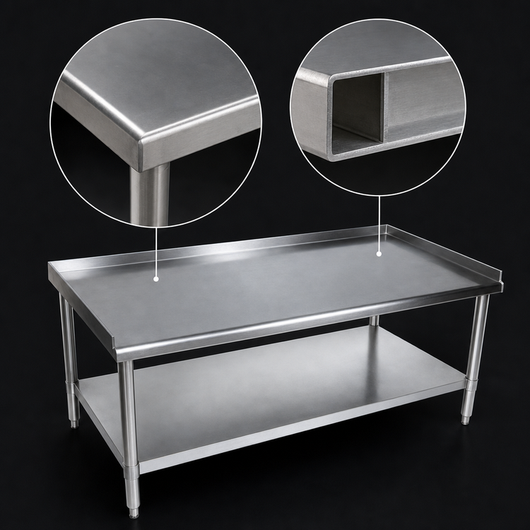 Product image #3 for BK Resources SVET-4830 49-Inch x 30-Inch Stainless Steel Equipment Stand with Adjustable Undershelf and 2-Inch Riser