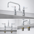 Thumbnail image #3 for T&S Brass Double-Handle Deck-Mount Pantry Mixing Faucet with 6-Inch Swing Nozzle, 4-Inch Centers