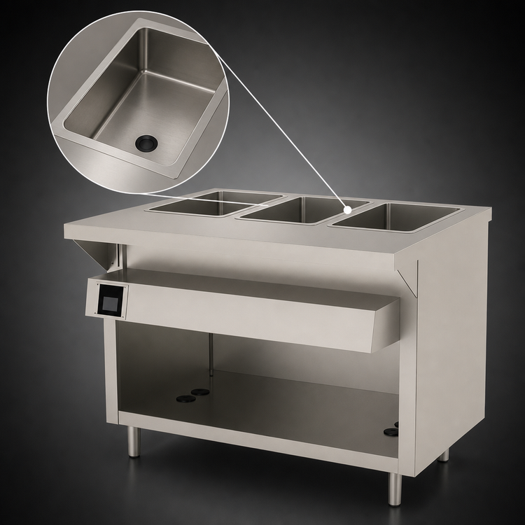 Product image #3 for Thurmaduke EW-3-DLPG Deluxe Ganged Waterless Well Unit, Electric, 3-Pan