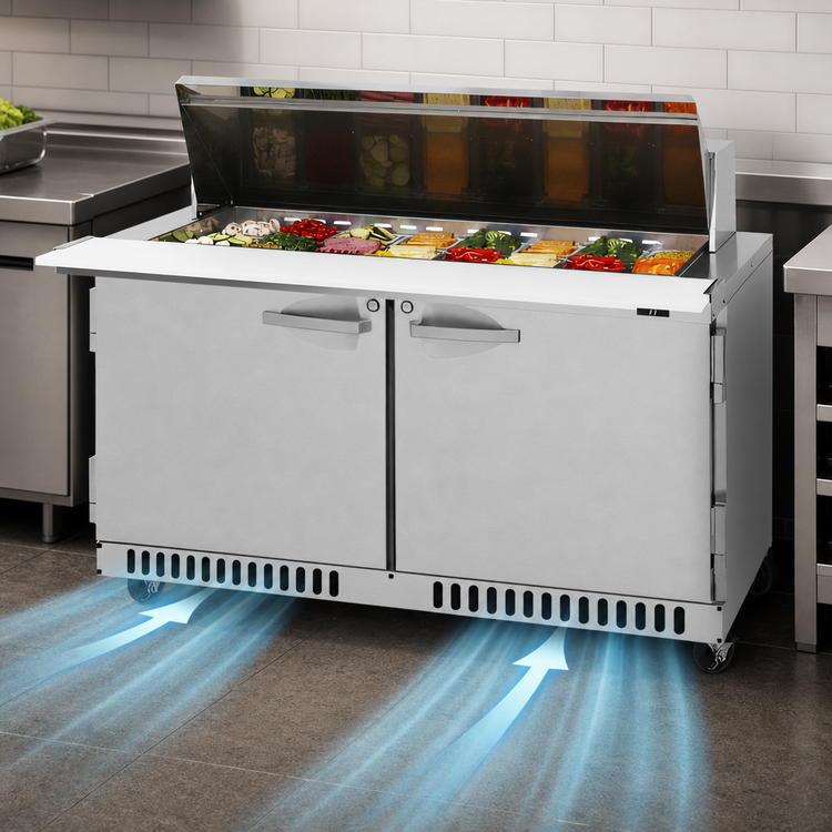 Product image #3 for Turbo Air PRO Series 60-Inch Front Breathing Mega Top Refrigerated Sandwich/Salad Prep Table, 2 Doors, 24-Pan Opening