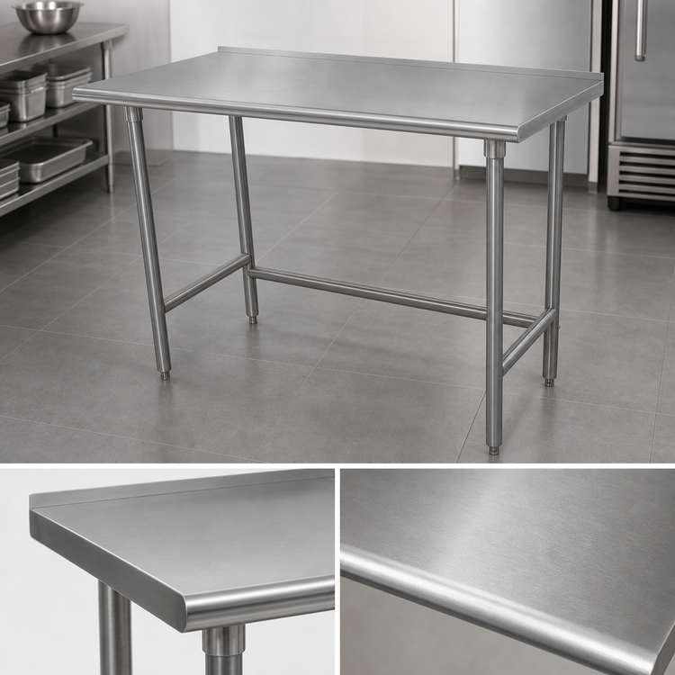 Product image #3 for Advance Tabco TFMS-3612 Stainless Steel Work Table, 144"W x 36"D, with 1-1/2" Rear Up-Turn